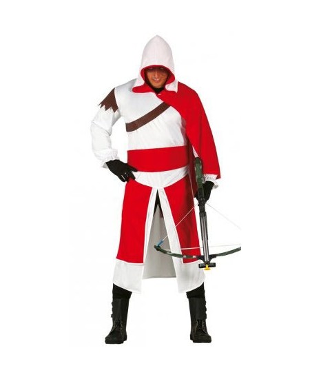 DISFRAZ DE MEDIEVAL ARQUERO BLANCO CON CAPUCHA DISFRAZ DE MEDIEVAL ARQUERO BLANCO CON CAPUCHA